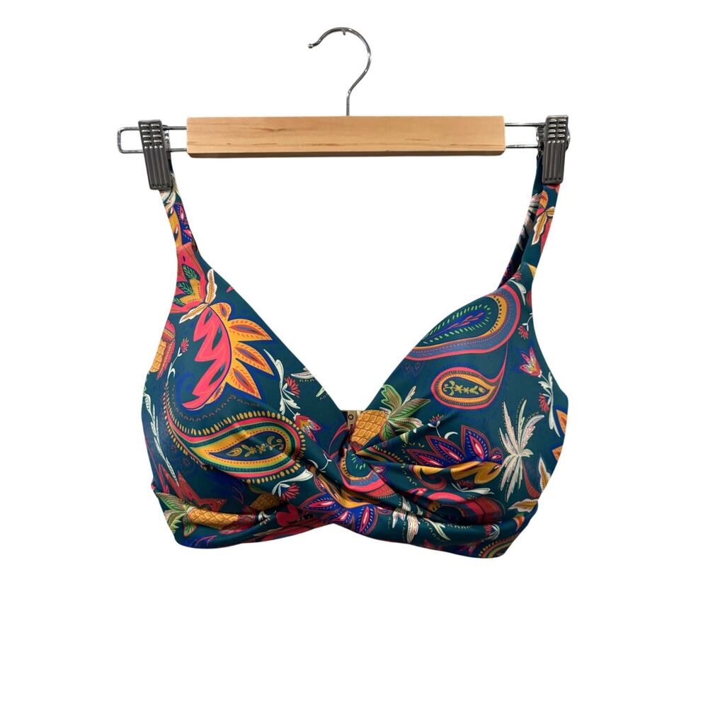 BODEN Green Blue PAISLEY Bikini Swim Top 34E